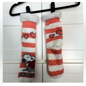 Snoopy socks tall and fuzzy